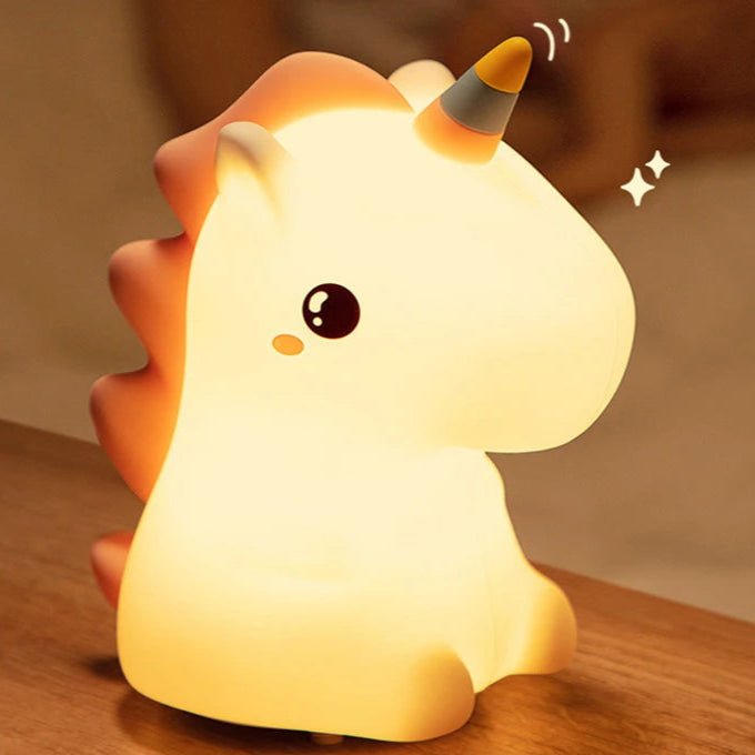 Unicorn Cute Silicone LED Night Light for Kids Children USB Rechargeable Cartoon Animal Bedroom Decor Touch Night Lamp for Gifts