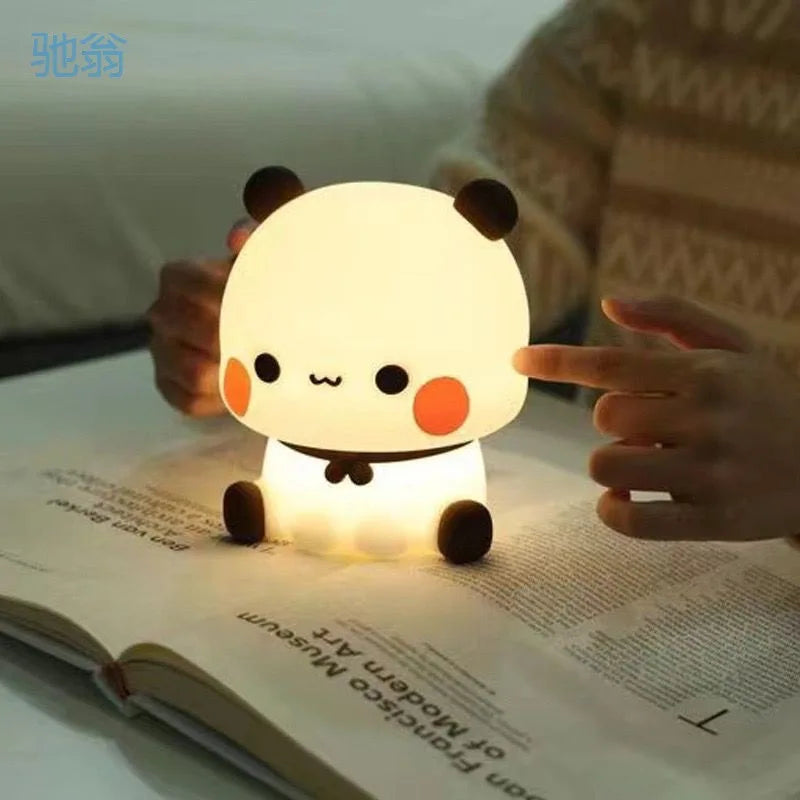 Kawaii Bear Panda Bubu and Dudu Led Night Light Lamp Cute Cartoon Nightlight Animal Bedroom Decorative Living Room Dolls Gifts