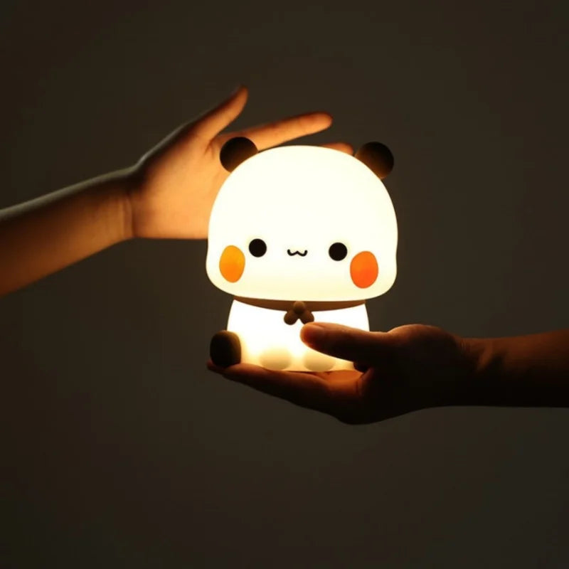 Kawaii Bear Panda Bubu and Dudu Led Night Light Lamp Cute Cartoon Nightlight Animal Bedroom Decorative Living Room Dolls Gifts