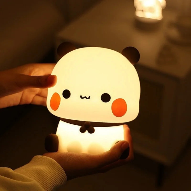 Kawaii Bear Panda Bubu and Dudu Led Night Light Lamp Cute Cartoon Nightlight Animal Bedroom Decorative Living Room Dolls Gifts